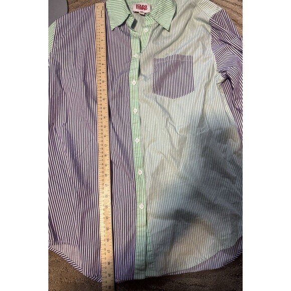 Solid And Striped Oxford Tunic Purple And Green Size Medium - Picture 6 of 7